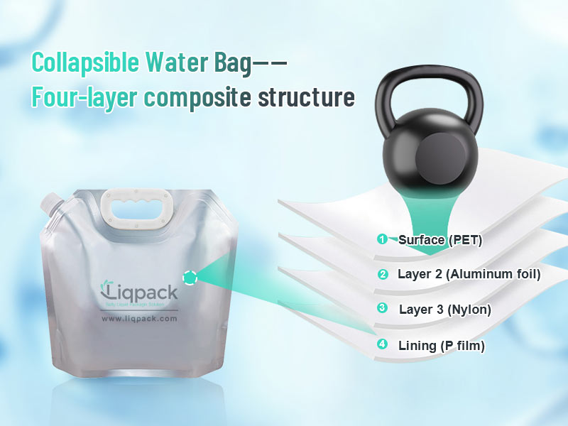 Four-layer composite structure for collapsible water bag