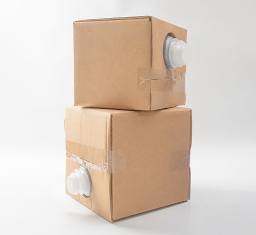 stacking and pallet transport of 10L cubitainer carton packaging system