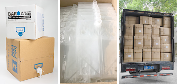 integrated liquid packaging system including filling equipment container structure carton packing and pallet transportation for industrial supply chain