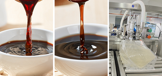 comparison of low viscosity vinegar and high viscosity soy sauce in industrial filling and dispensing process