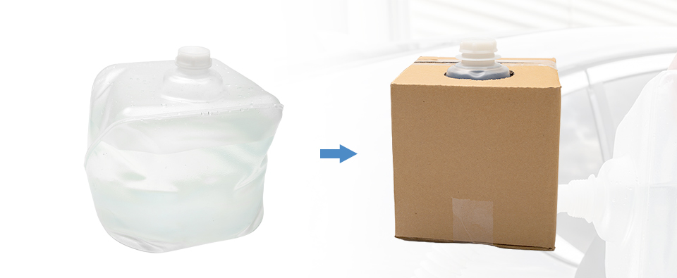 AdBlue packaging with cubitainer and outer carton