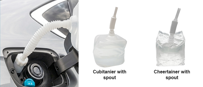 AdBlue DEF packaging with dispensing nozzle