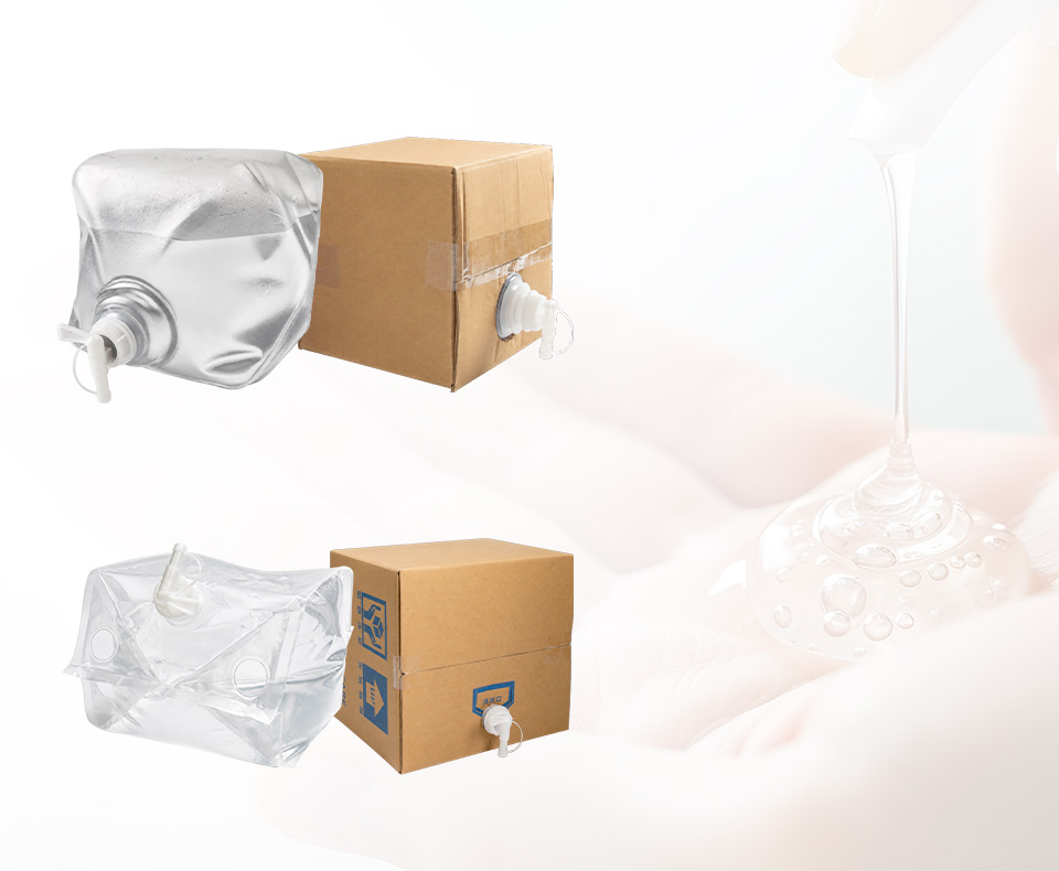 hand sanitizer packaging with Cubitainer and Cheertainer