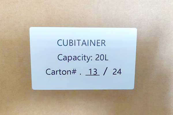 20L Cubitainer export packing details before shipment