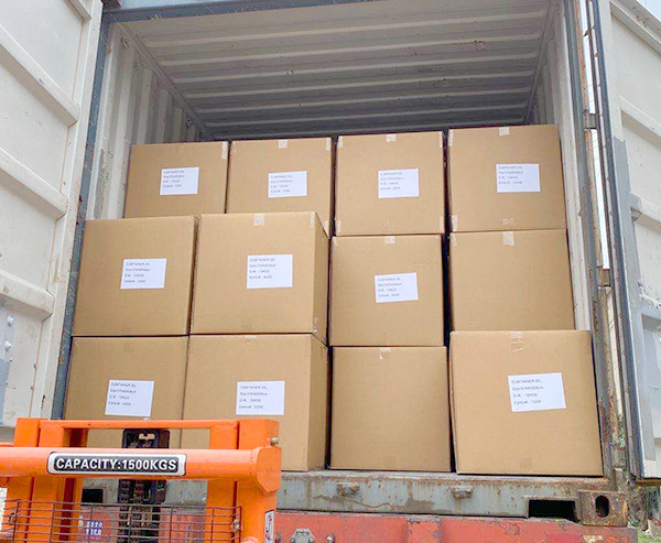 20L Cubitainer packing and loading for export shipment